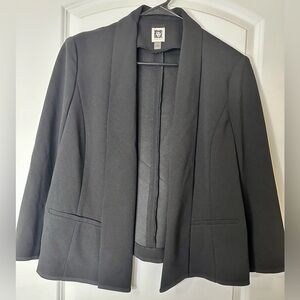 Anne Klein Black Shawl Collar Open-Front Blazer Women’s Large Professional Look